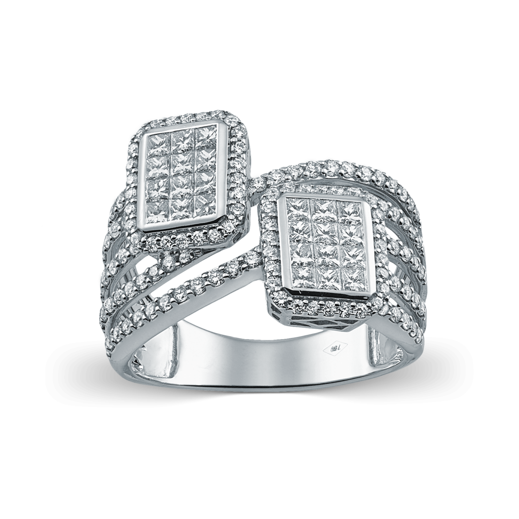 Diamonds Ring with Pave Setting in White Gold K18