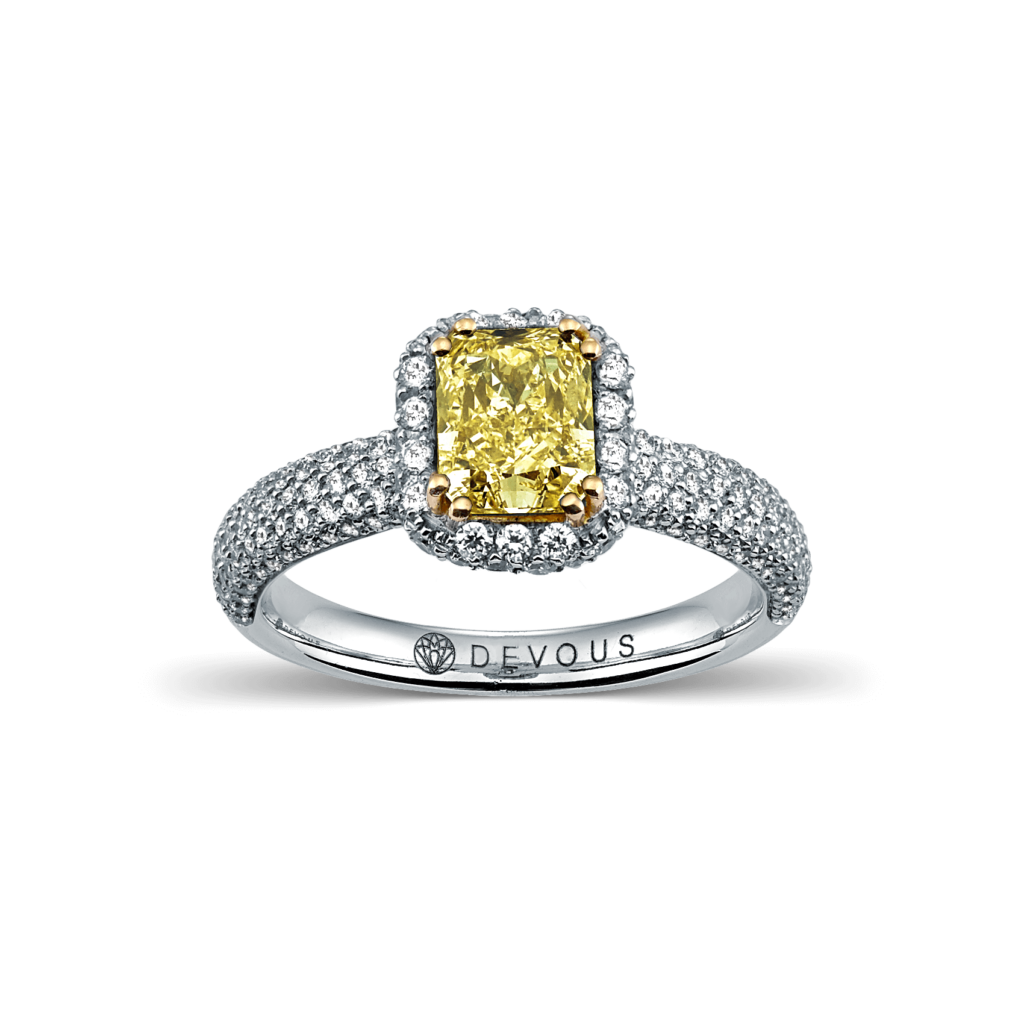 Devous Fancy Yellow with micro Pave Diamonds