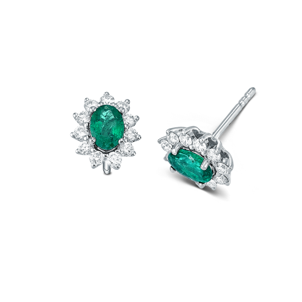 Devous Earrings with Emeralds and Diamonds