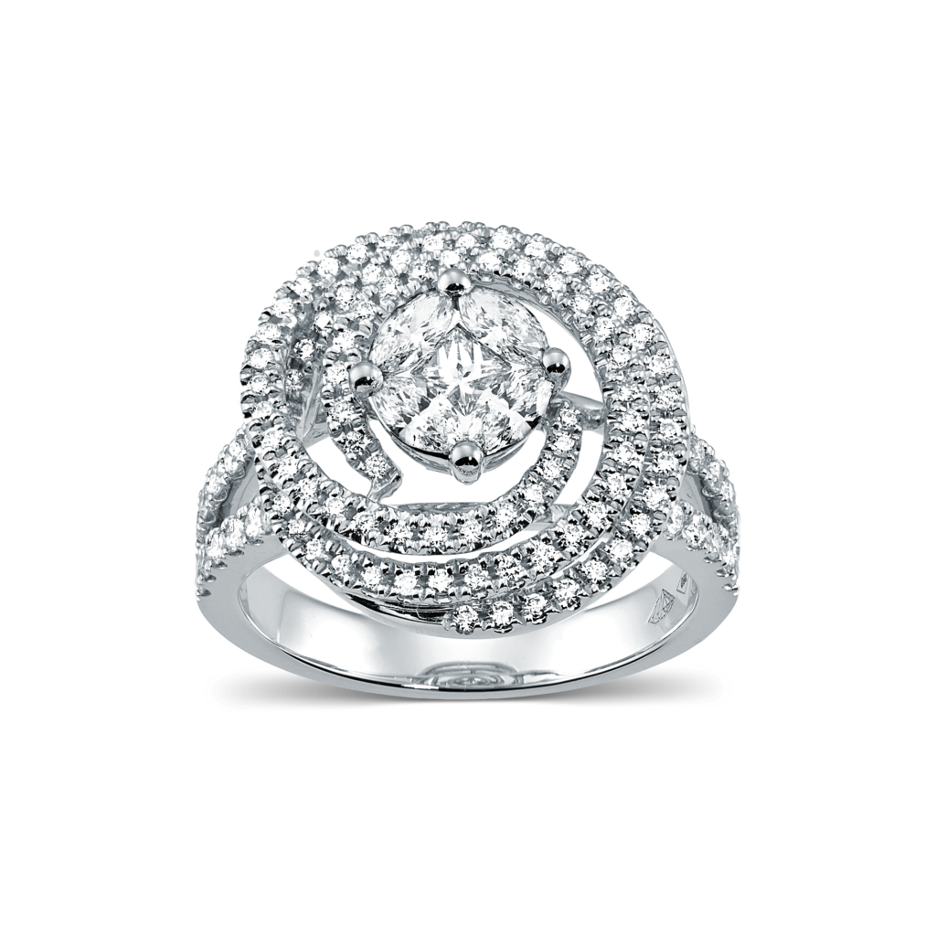 Fancy Diamond Ring in K18 White Gold
