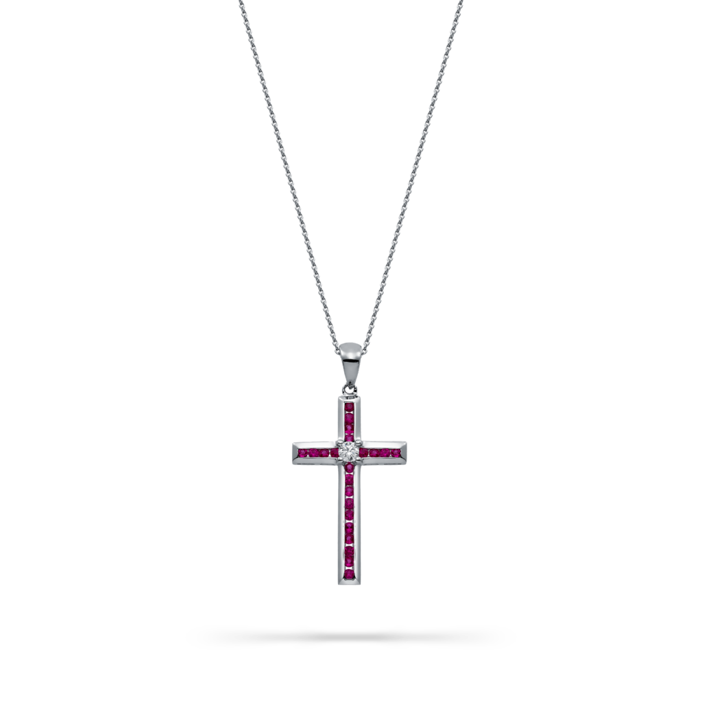 Cross Pendant with Rubies