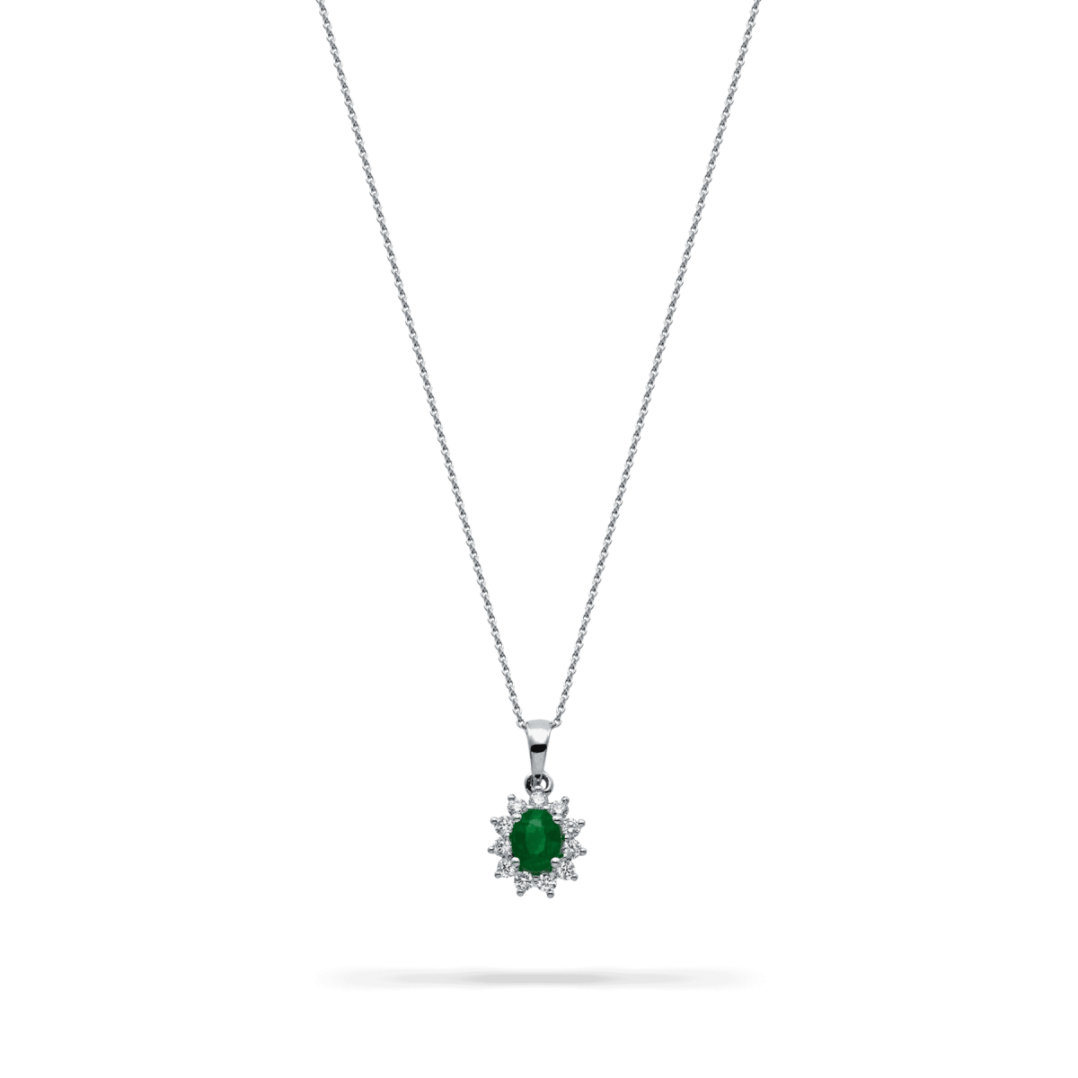 Emerald Rosette Pendant with Diamonds