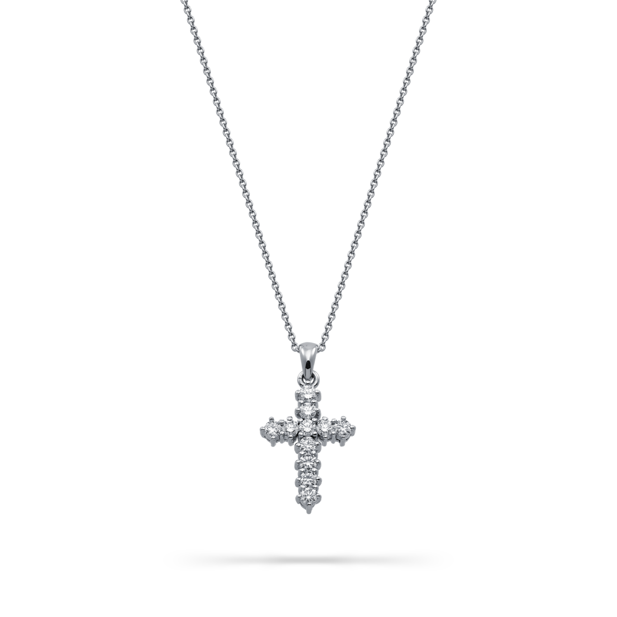 Cross Pendant with Diamonds in K18