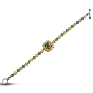 Tricolor Bracelet with Mosaic Gemstone