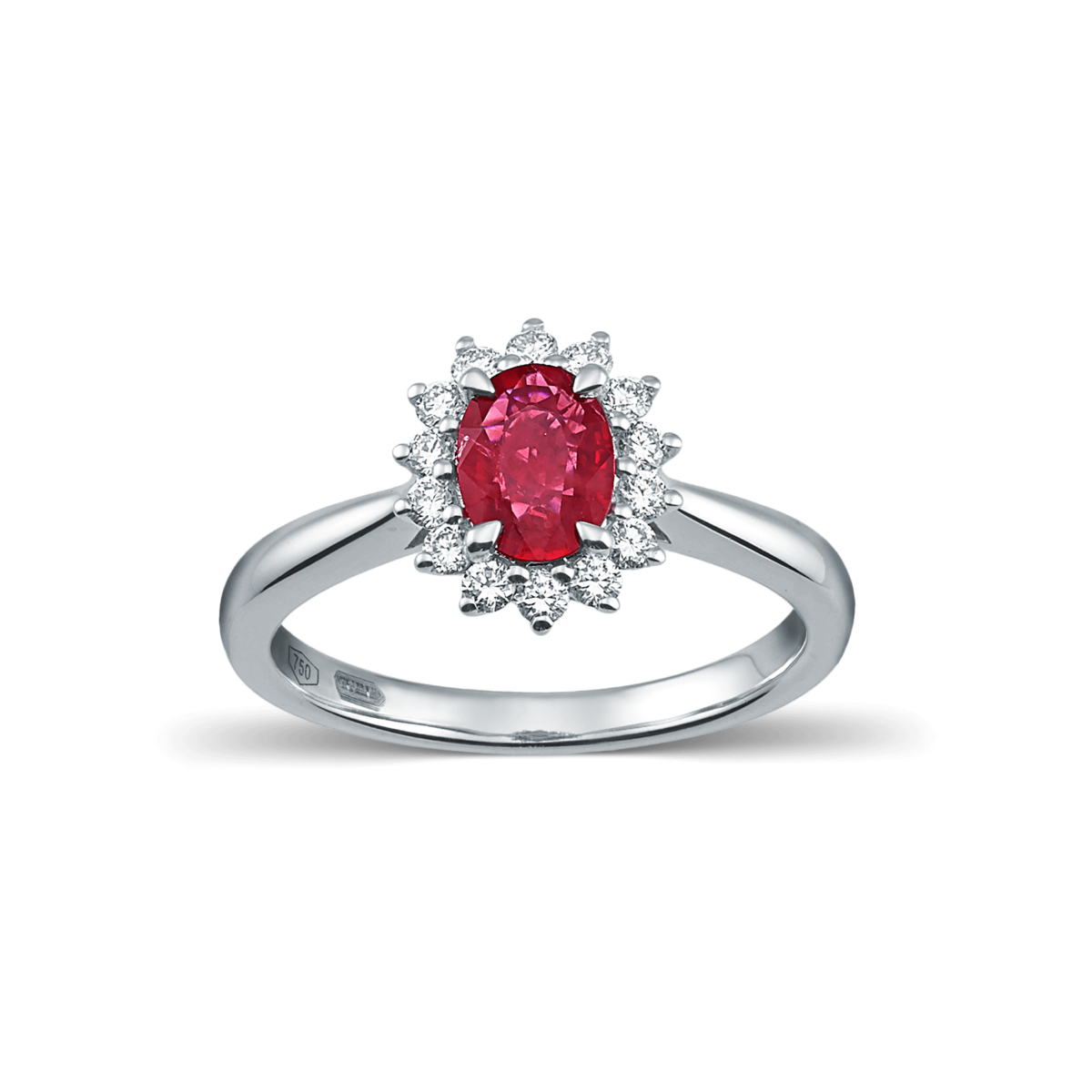 Devous Ruby Rosette Ring with Diamonds