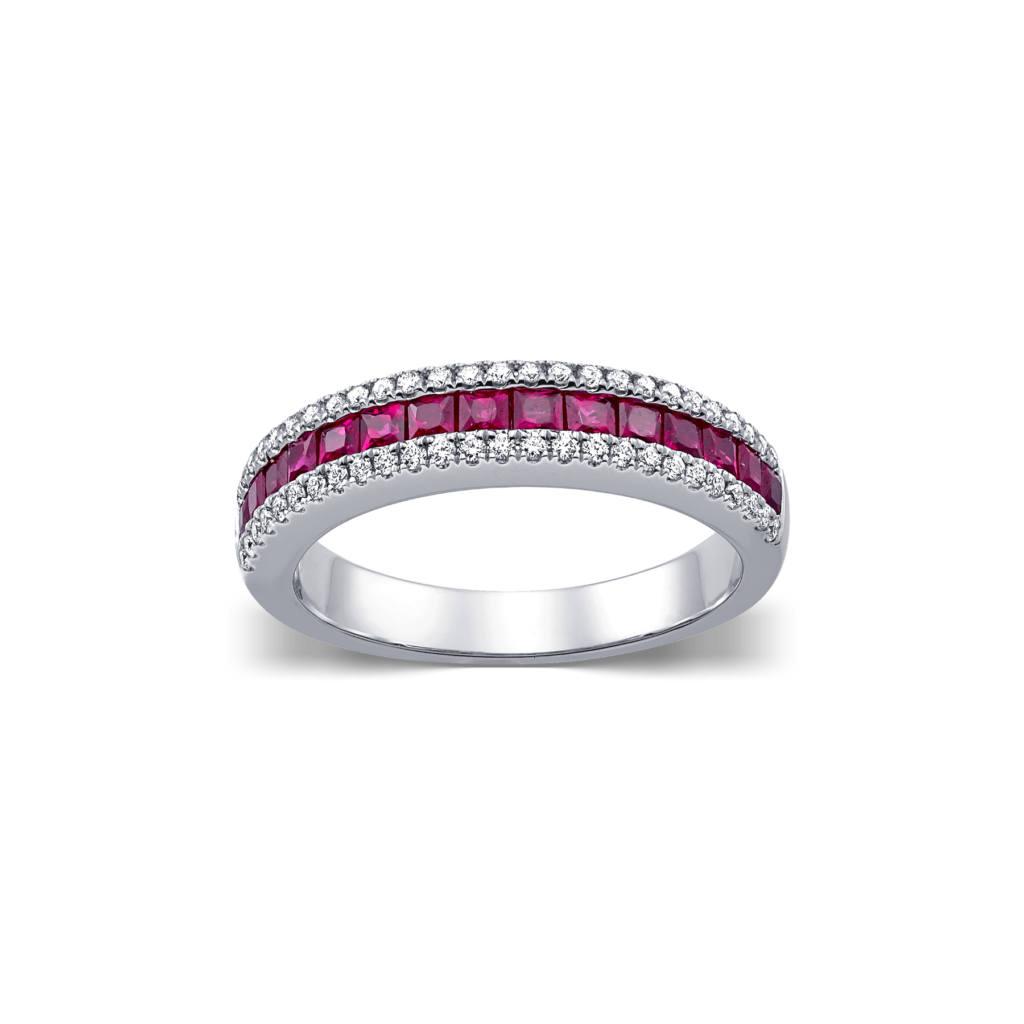 Ruby Band Ring with Diamonds