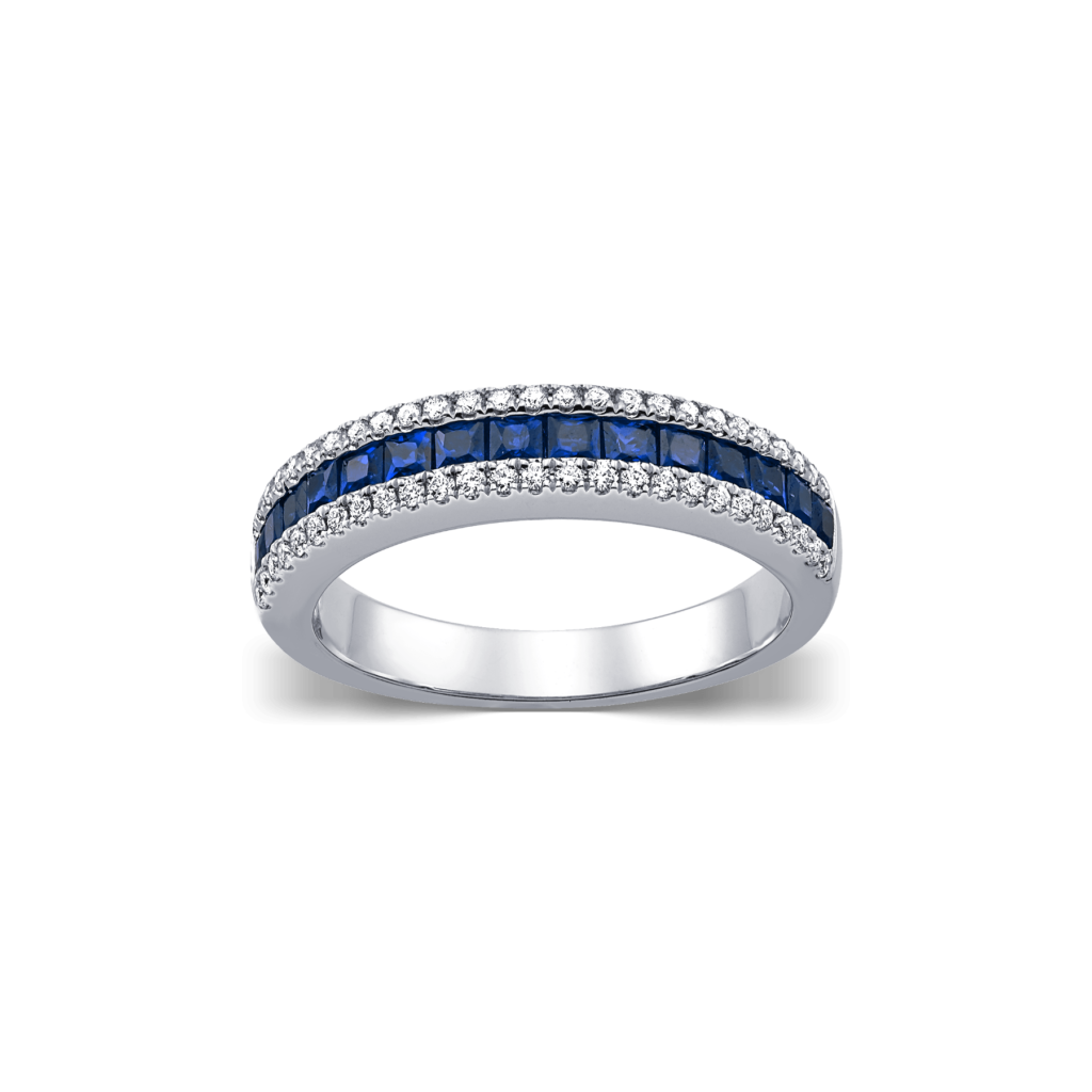 Sapphire Band Ring with Diamonds