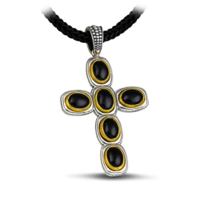 Cross with Black Onyx Stones