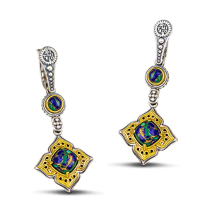 Earrings with Mohave-Azourite Gemstones