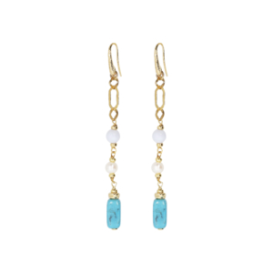 Dangle Earrings with Turquoise and Pearl