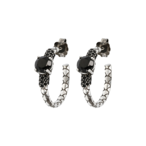 Textured Hoop Earrings with Gemstone