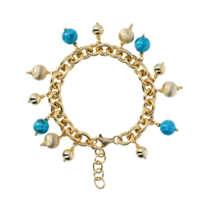 Bracelet Gemstone And Satin Bead Charm